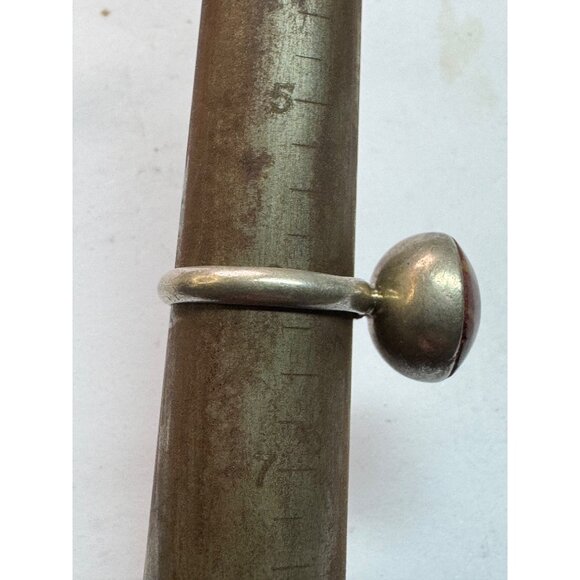 Estate Sterling Silver 925 Ring Red Jasper Cabochon Size 6, 5.1g Artisan Marked - Picture 7 of 8